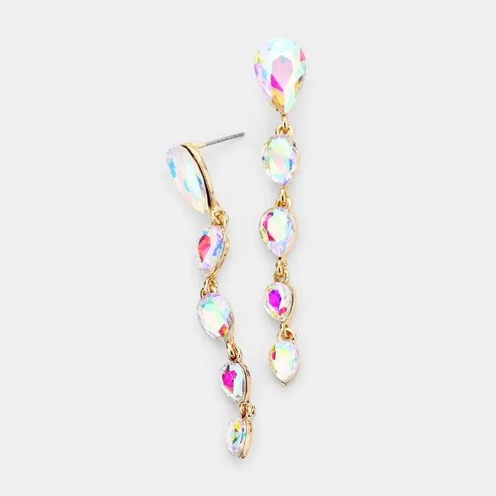 Abalone Crystal Teardrop Dangle Earrings