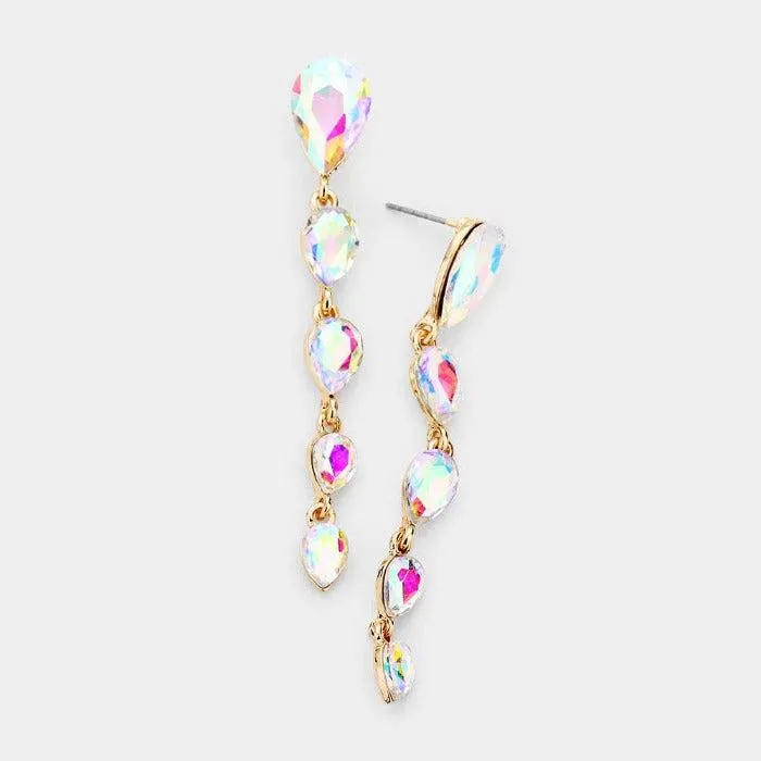 Abalone Crystal Teardrop Dangle Earrings