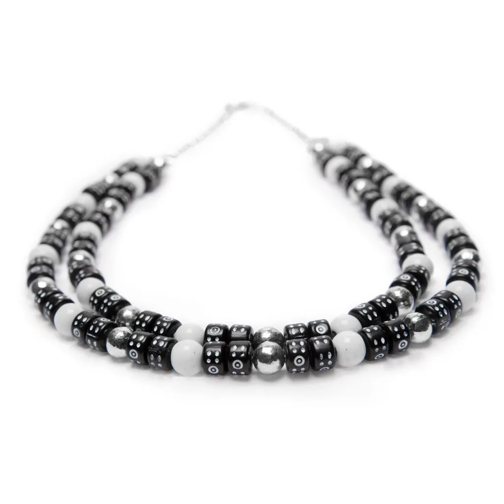 Accra Sterling Silver and Peking Glass Bead Necklace