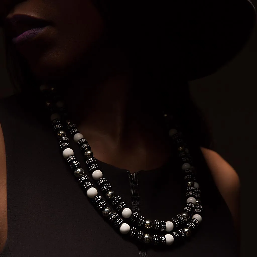 Accra Sterling Silver and Peking Glass Bead Necklace