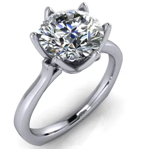 Adalyn Round Center Stone Cathedral 6 Petal Prong Euro Shank Engagement Ring