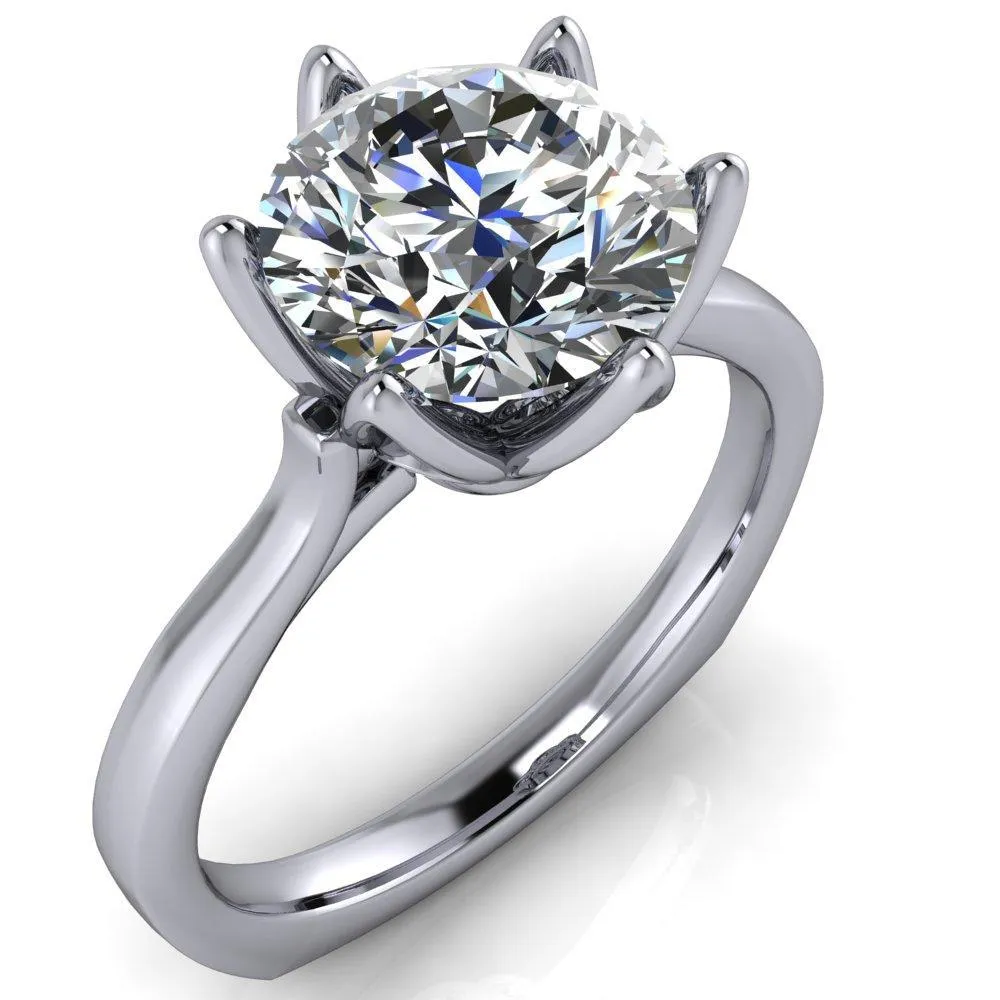 Adalyn Round Center Stone Cathedral 6 Petal Prong Euro Shank Engagement Ring