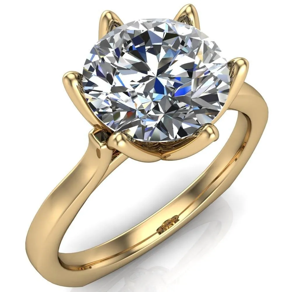 Adalyn Round Center Stone Cathedral 6 Petal Prong Euro Shank Engagement Ring