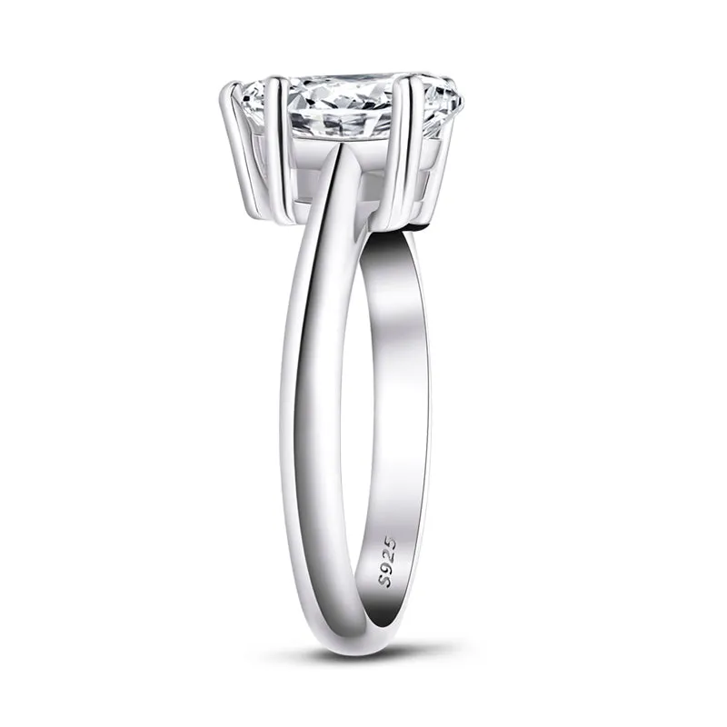 Ainuoshi Classic Solitaire Pear Created White Diamond Ring