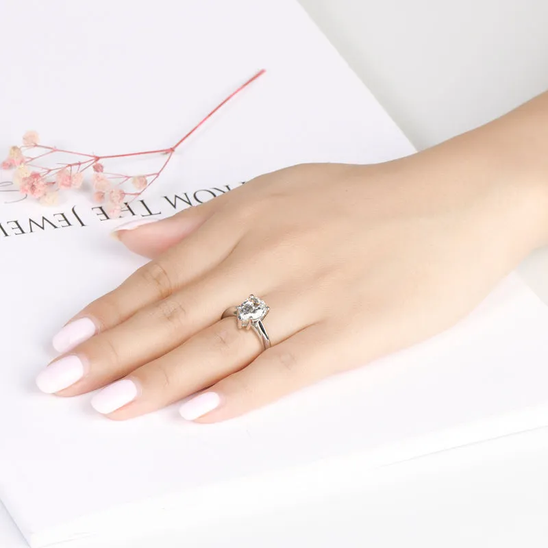 Ainuoshi Classic Solitaire Pear Created White Diamond Ring
