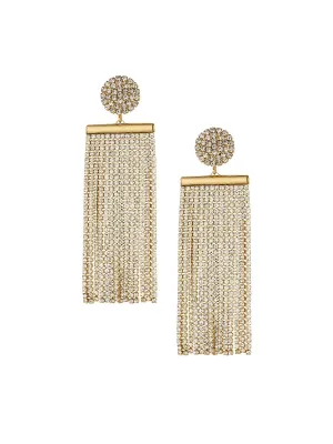 All The Movement Crystal Fringe 18k Gold Plated Earrings