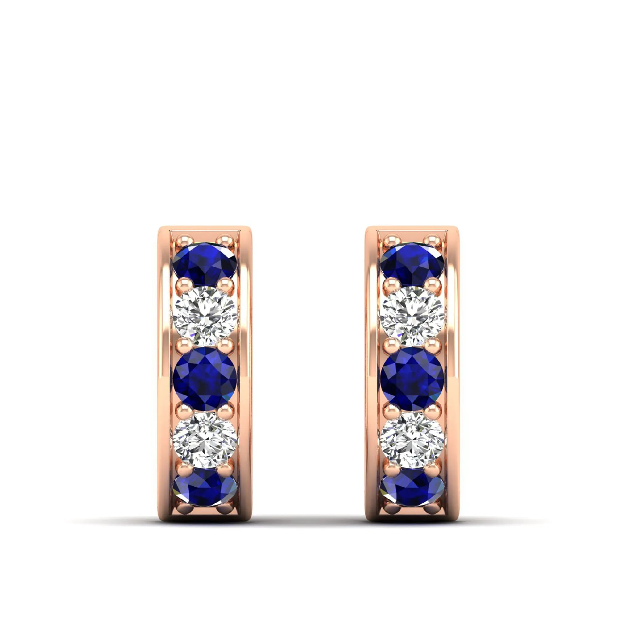 Alternating Sapphire and Diamond Huggies