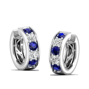 Alternating Sapphire and Diamond Huggies