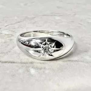 Antique 14 Karat White Gold Gypsy Diamond Solitaire Ring