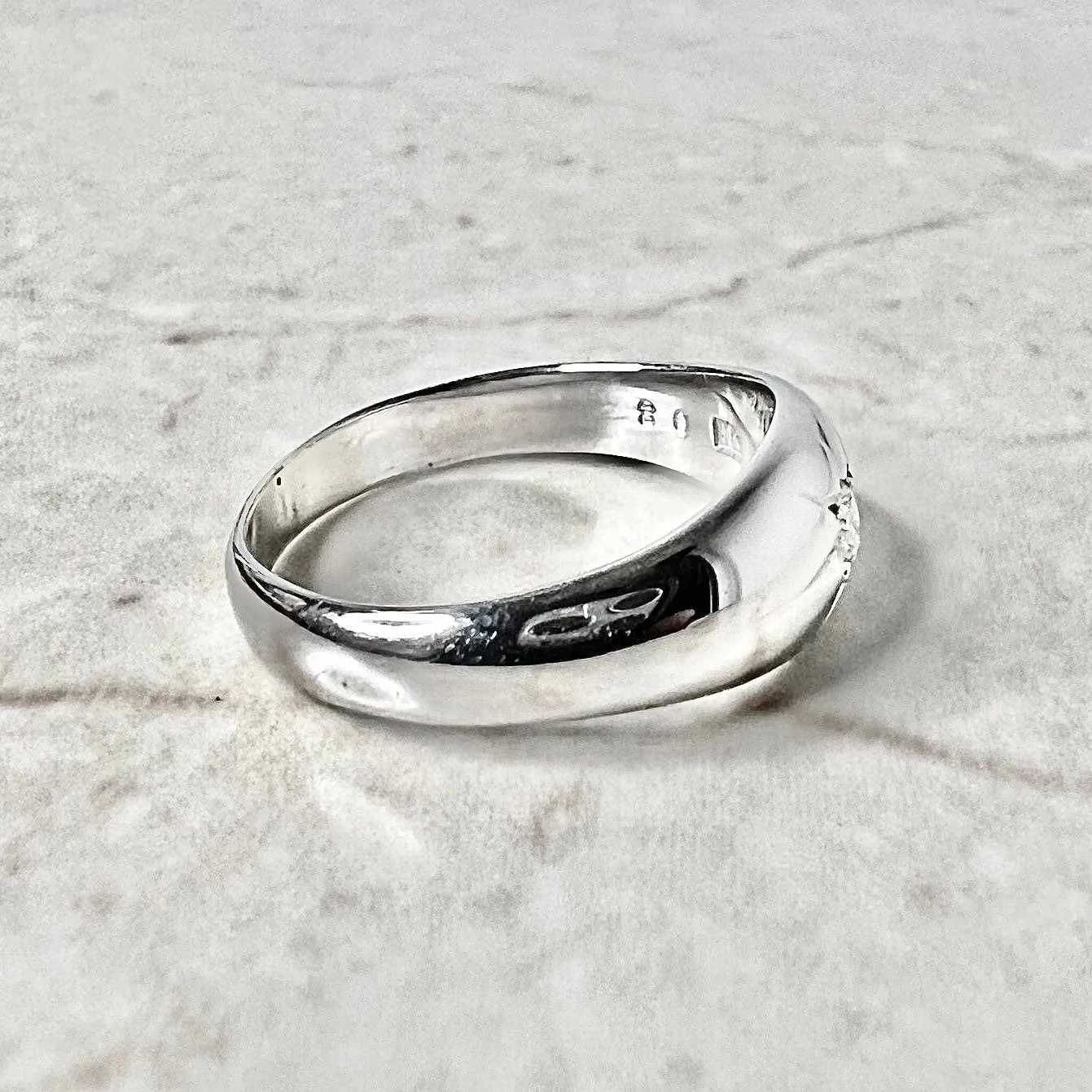 Antique 14 Karat White Gold Gypsy Diamond Solitaire Ring