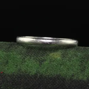 Antique Art Deco Platinum Classic Thin Wedding Band - Size 5 1/4