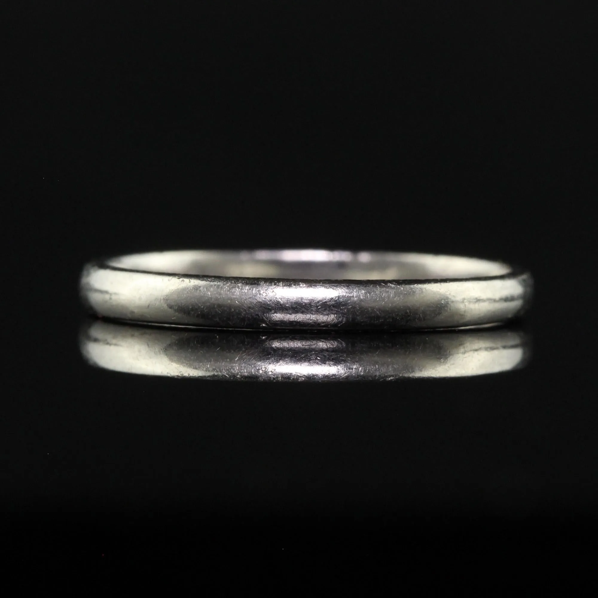 Antique Art Deco Platinum Classic Thin Wedding Band - Size 5 1/4