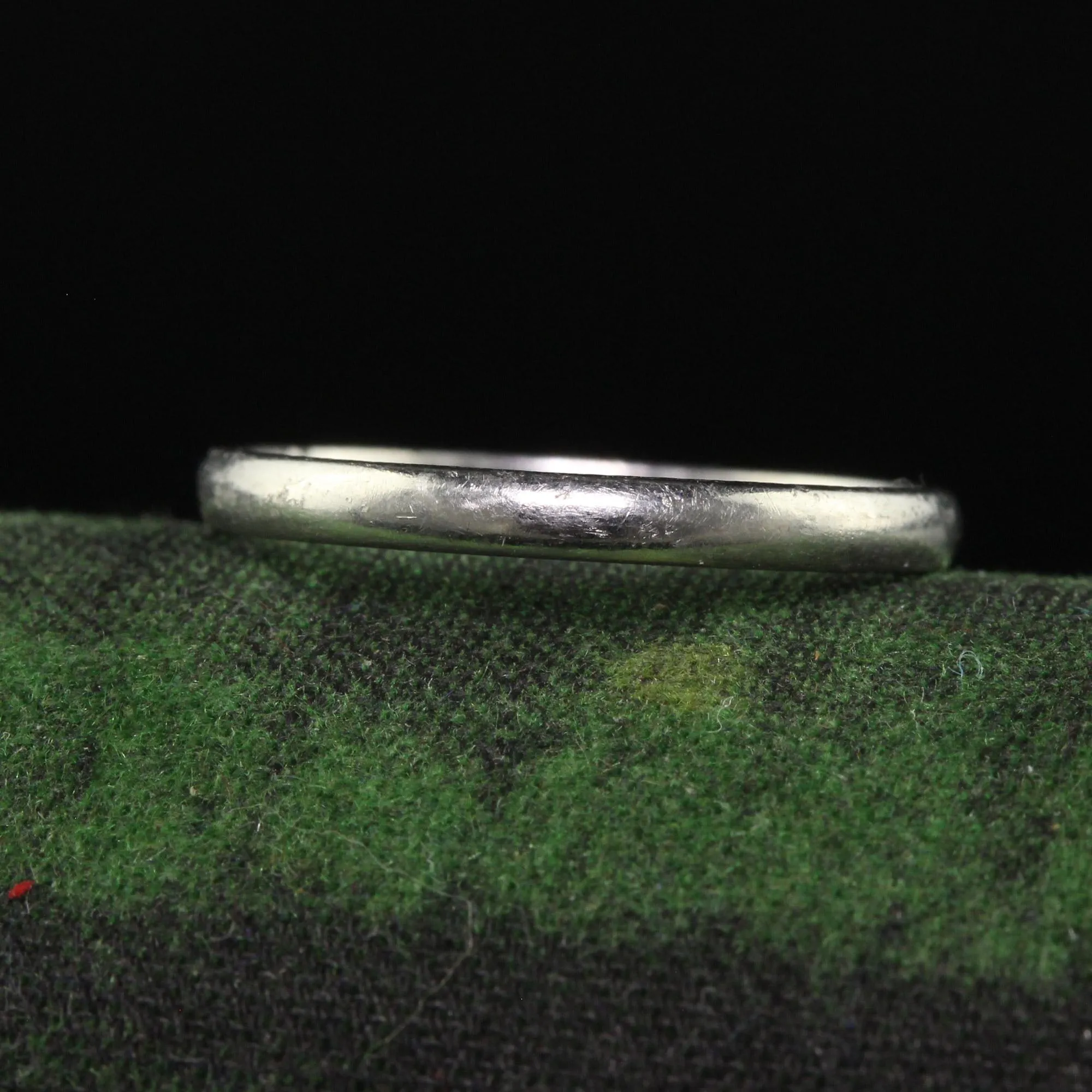 Antique Art Deco Platinum Classic Thin Wedding Band - Size 5 1/4