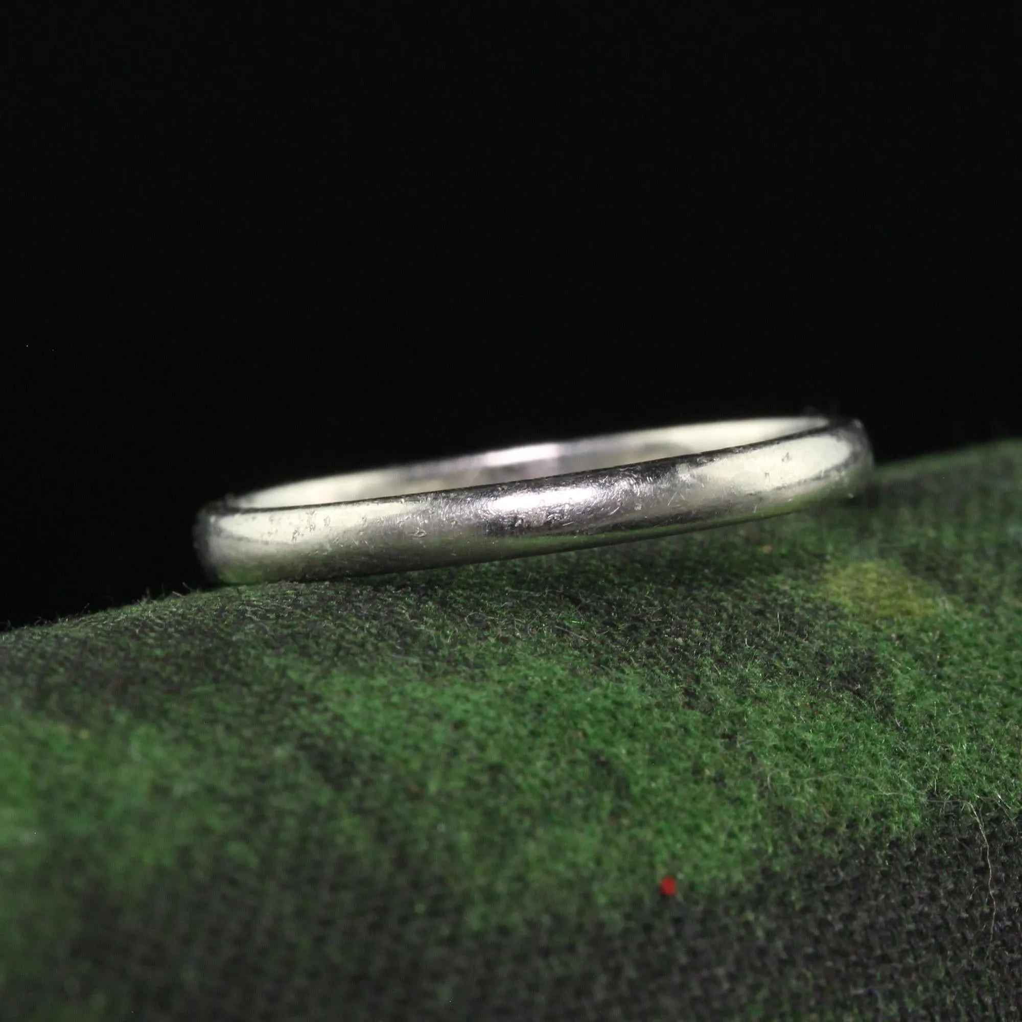 Antique Art Deco Platinum Classic Thin Wedding Band - Size 5 1/4