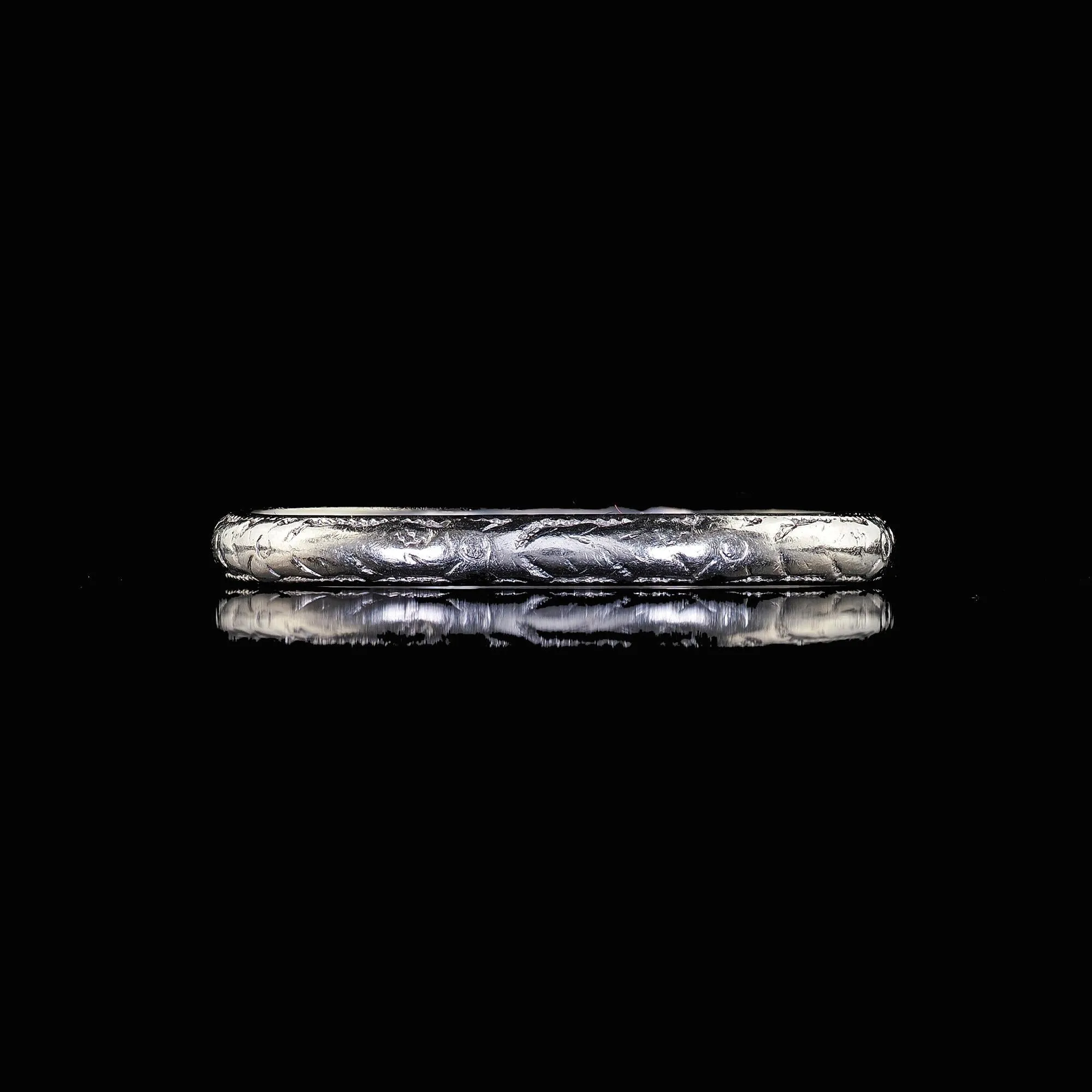 Antique Art Deco Platinum Engraved Wedding Band Circa 1925 - Size 6 1/4