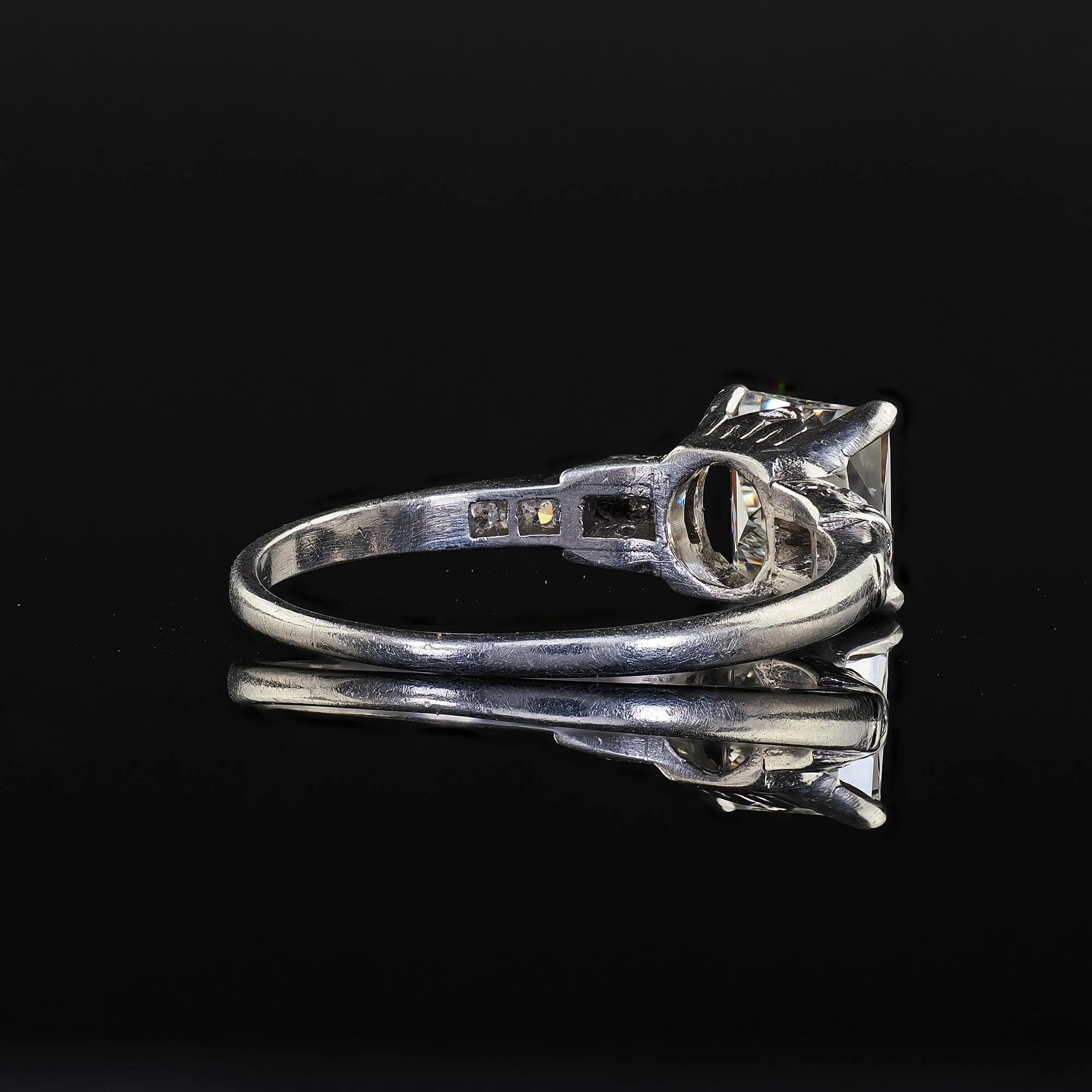 Antique Art Deco Platinum French Cut Diamond Solitaire Engagement Ring - GIA