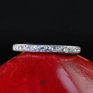Antique Art Deco Platinum Single Cut Diamond Eternity Wedding Band - Size 5 3/4