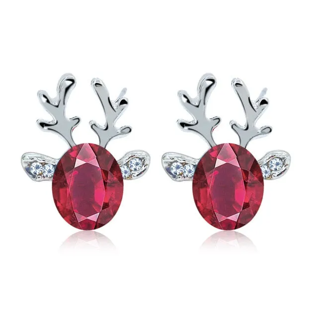 Antler Crystal Three-Dimensional Earrings