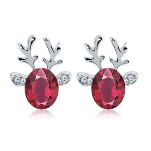 Antler Crystal Three-Dimensional Earrings