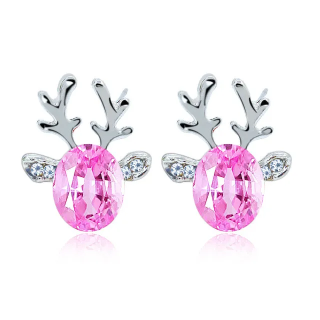 Antler Crystal Three-Dimensional Earrings