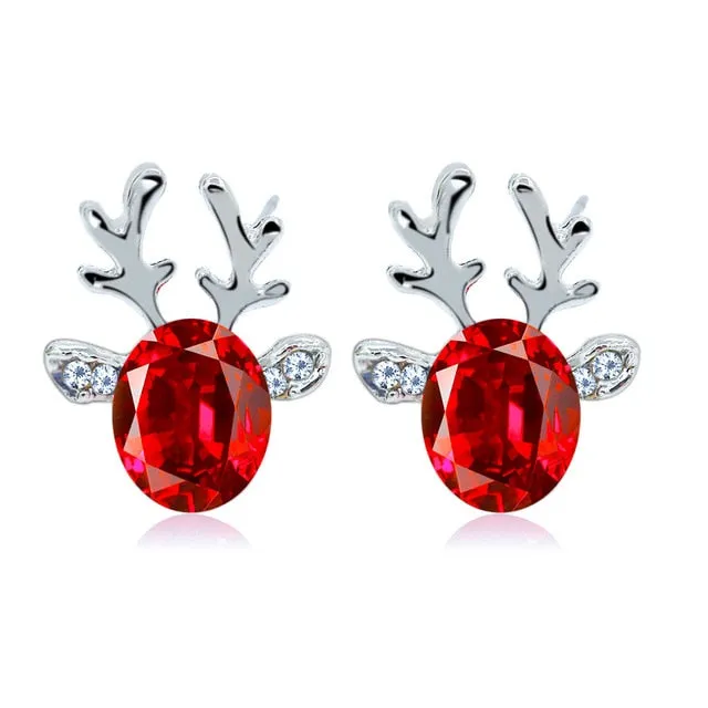 Antler Crystal Three-Dimensional Earrings