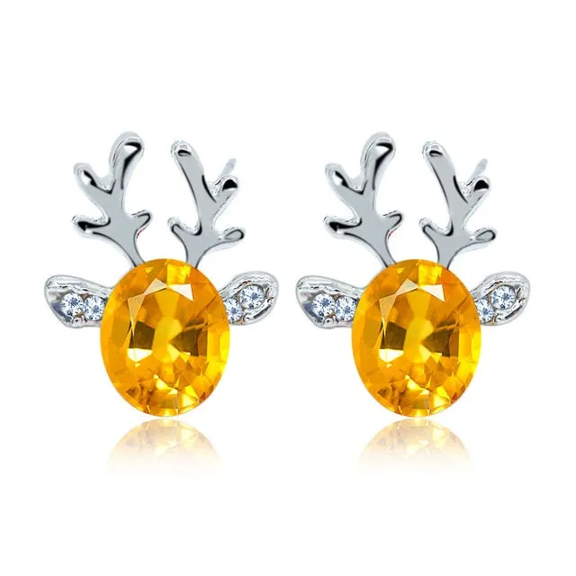 Antler Crystal Three-Dimensional Earrings
