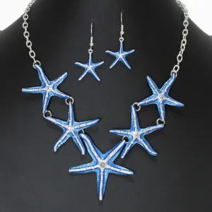 Aquatic Charm - Blue & Silver Necklace