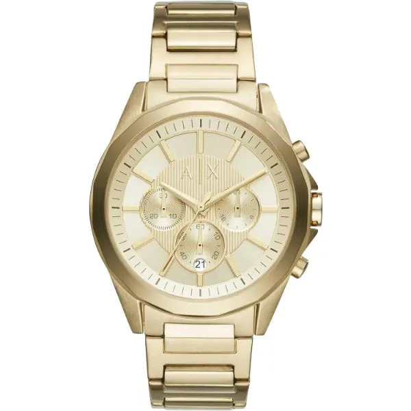 Armani Exchange Gold Stainless Steel Gold Dial Chronograph Quartz Watch for Gents - AX2602