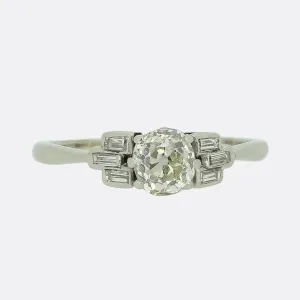 Art Deco 0.80 Carat Old Cut Diamond Ring
