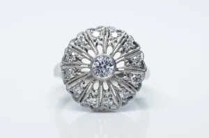 ART DECO PLATINUM AND DIAMOND COCKTAIL RING
