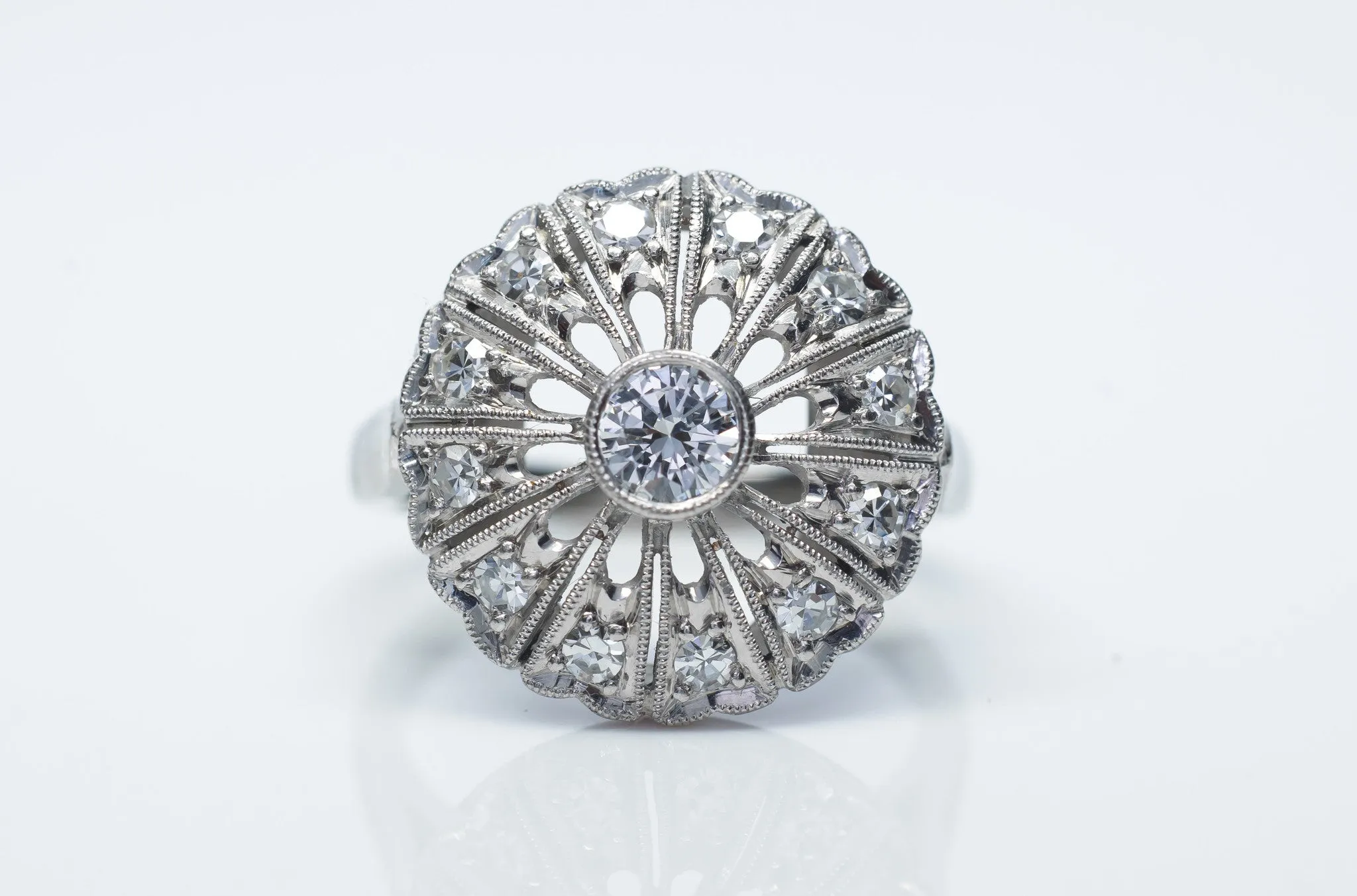 ART DECO PLATINUM AND DIAMOND COCKTAIL RING