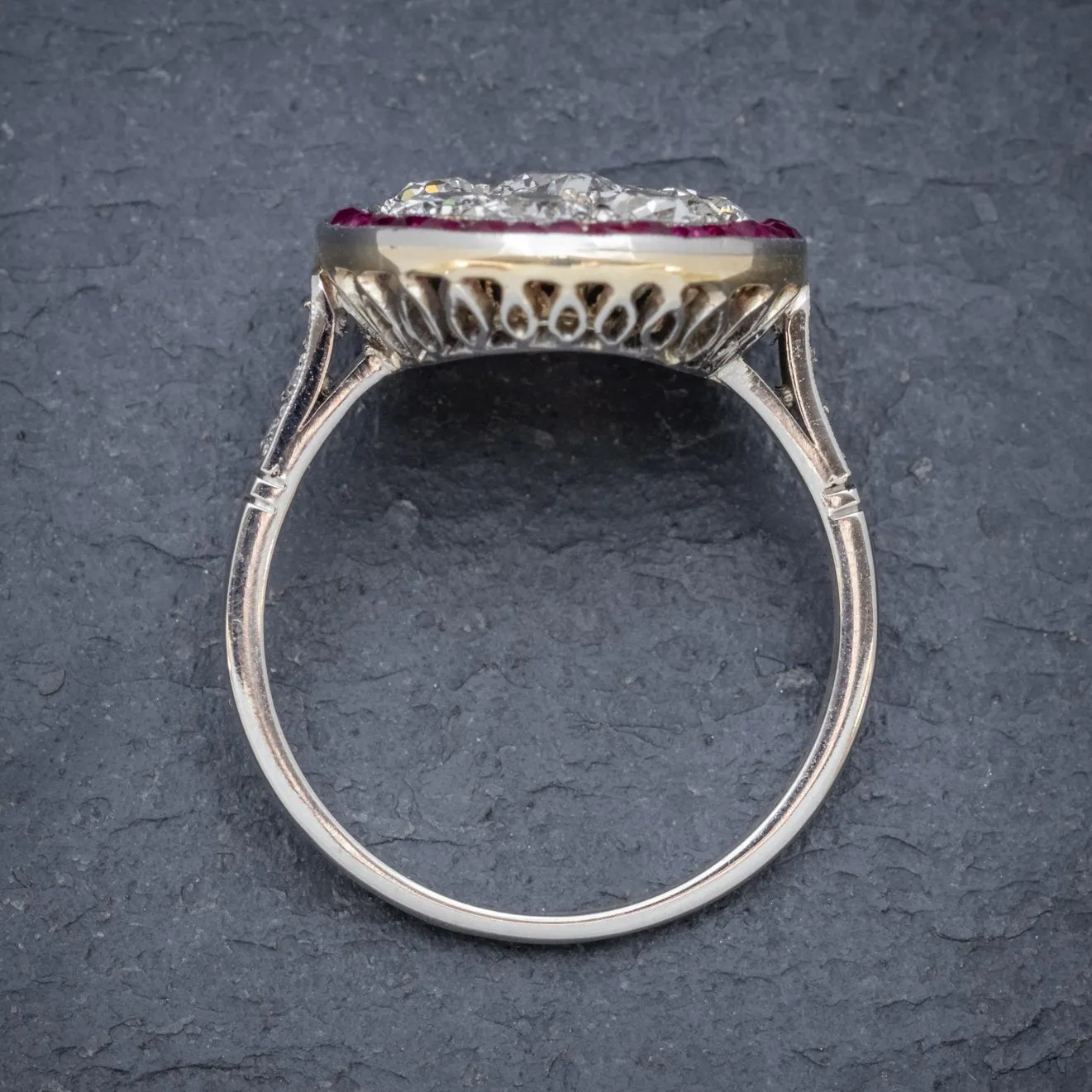 Art Deco Ruby Diamond Ring Platinum 1.80Ct Of Diamond Circa 1930