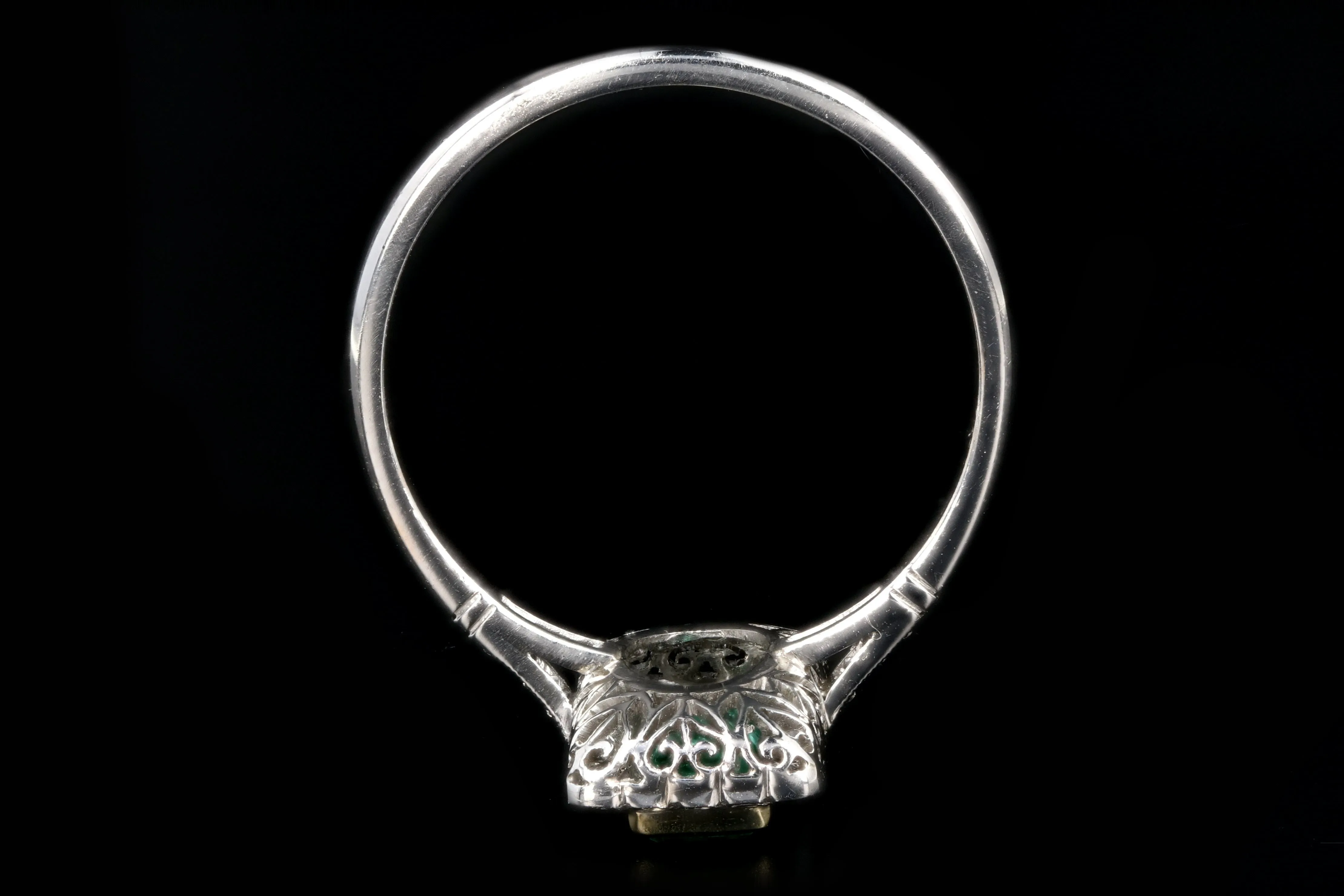 Art Deco Style Platinum .79 Carat Colombian Emerald & Diamond Ring