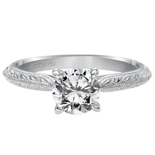 Artcarved "Imani" Knife Edge Engraved Solitaire Diamond Engagement Ring