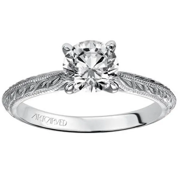 Artcarved "Imani" Knife Edge Engraved Solitaire Diamond Engagement Ring