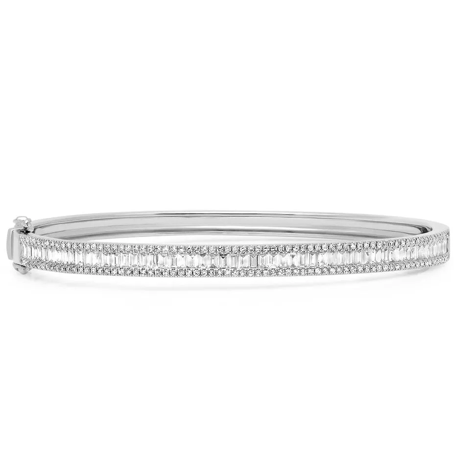 Baguette Diamond Lined Bangle