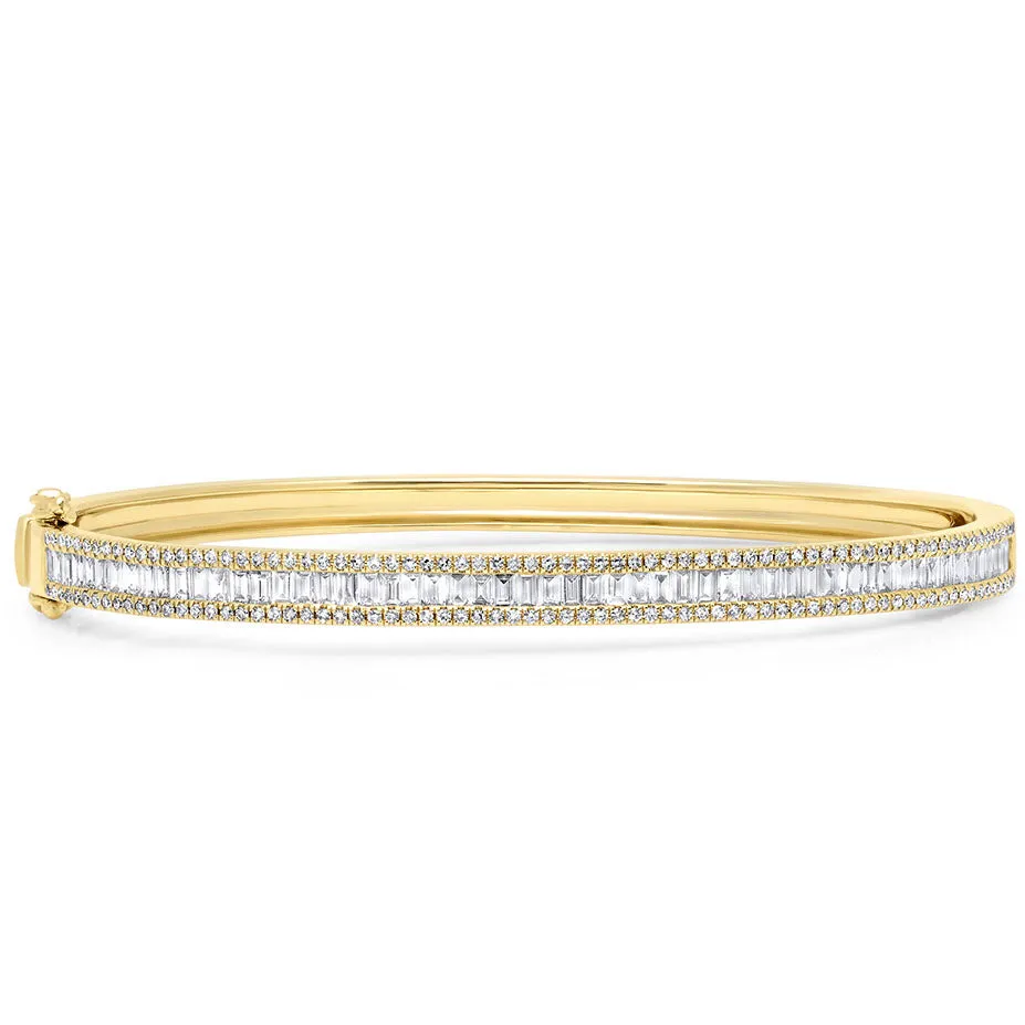 Baguette Diamond Lined Bangle