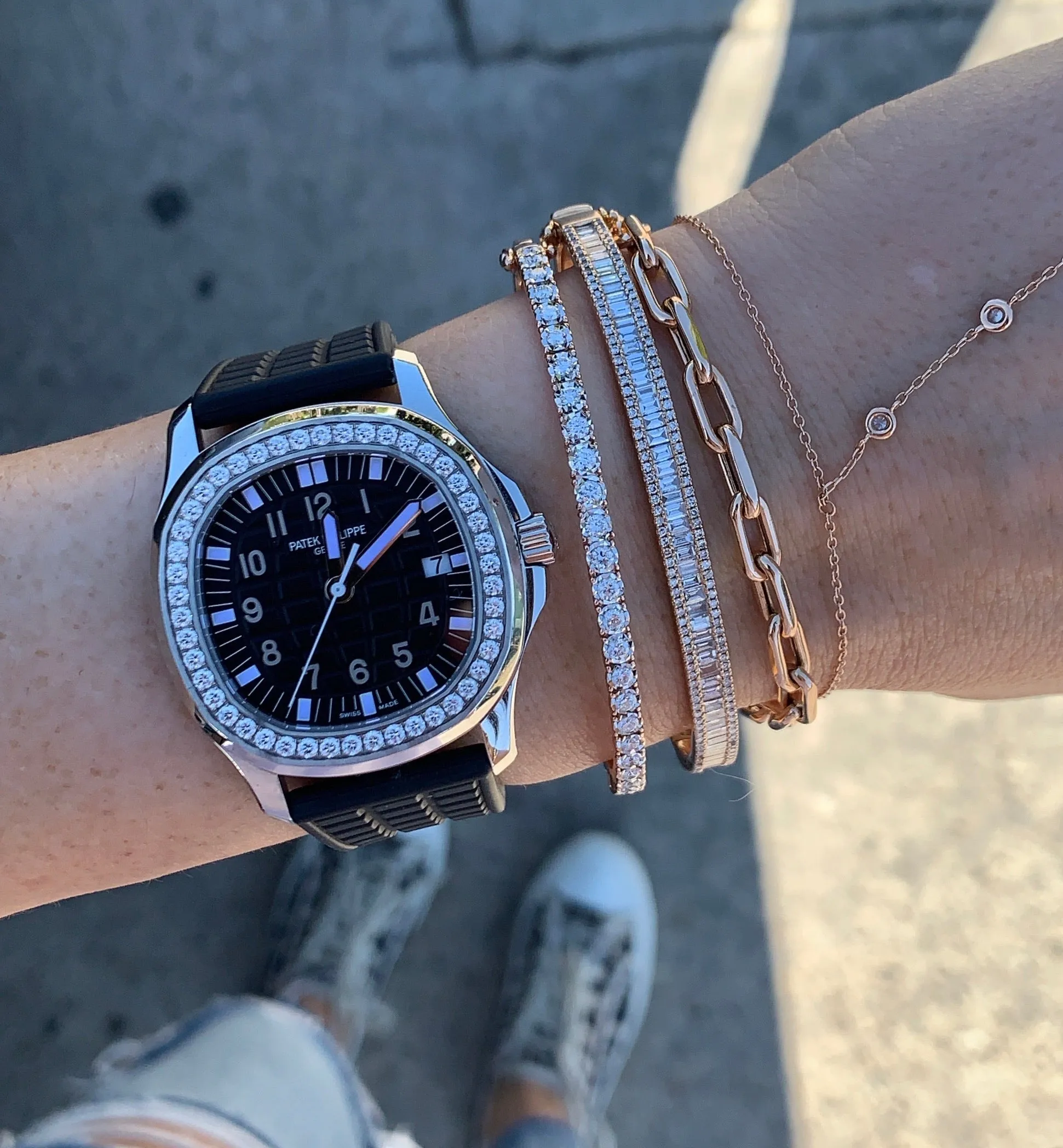 Baguette Diamond Lined Bangle