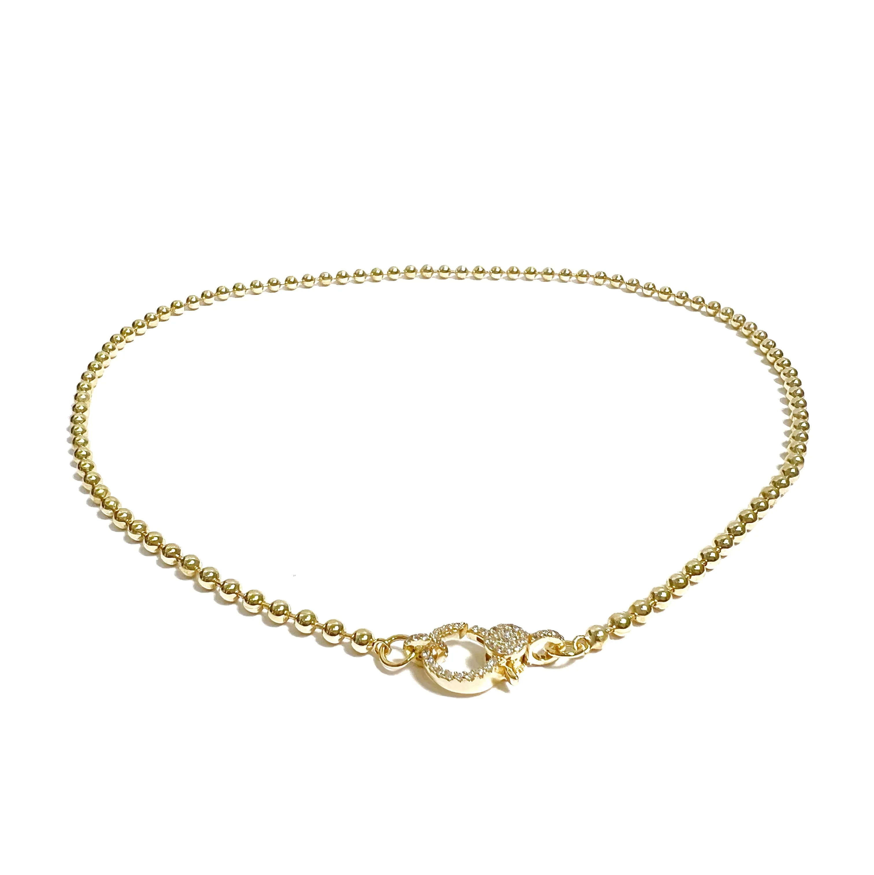 Bead Chain Front Pave Clasp