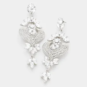 Beautiful Floral Vine Teardrop Crystal Earrings, New