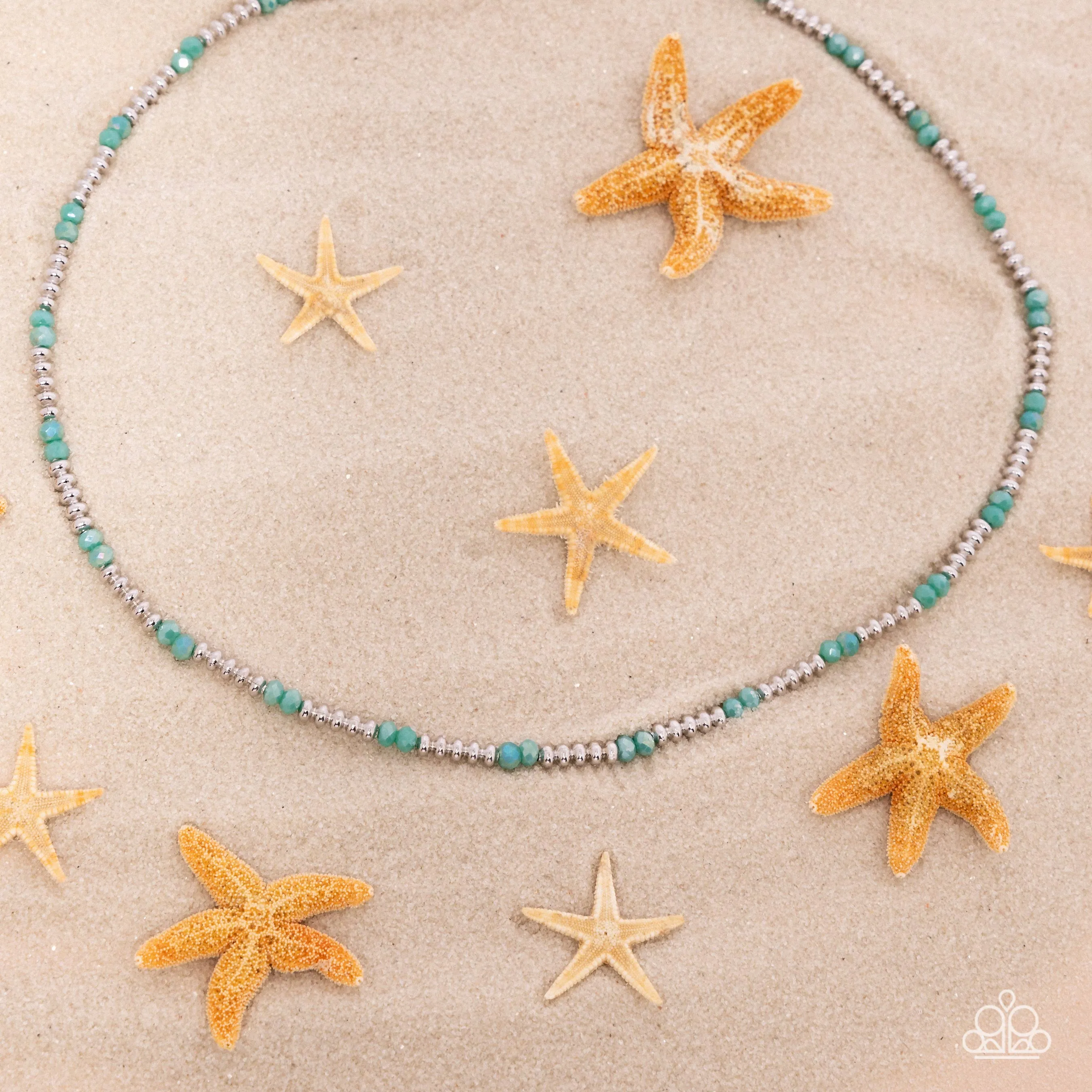 Bemused Basic - Green - Faceted Bead Paparazzi Choker Necklace