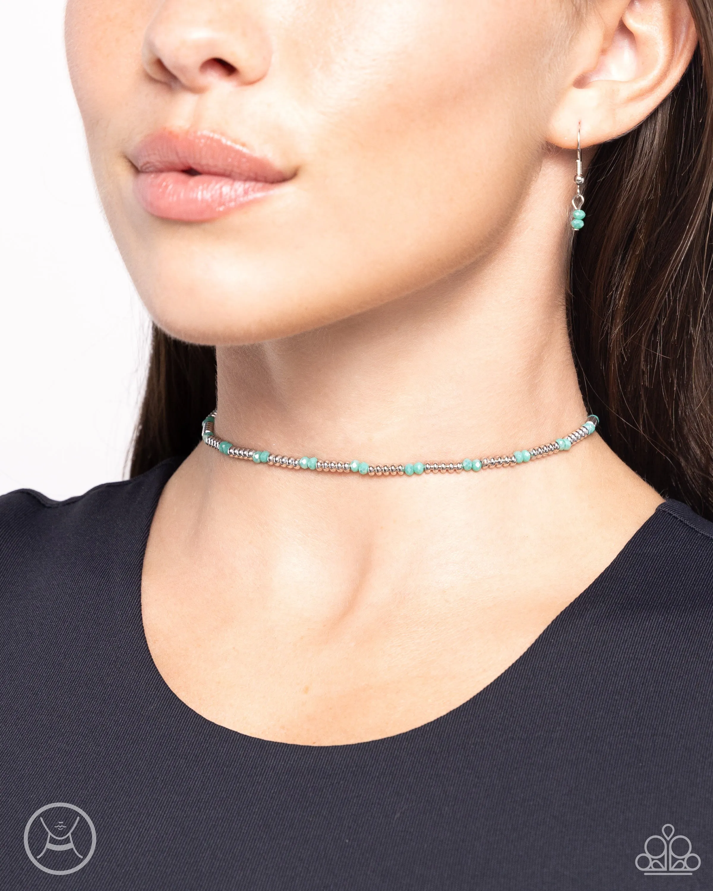 Bemused Basic - Green - Faceted Bead Paparazzi Choker Necklace