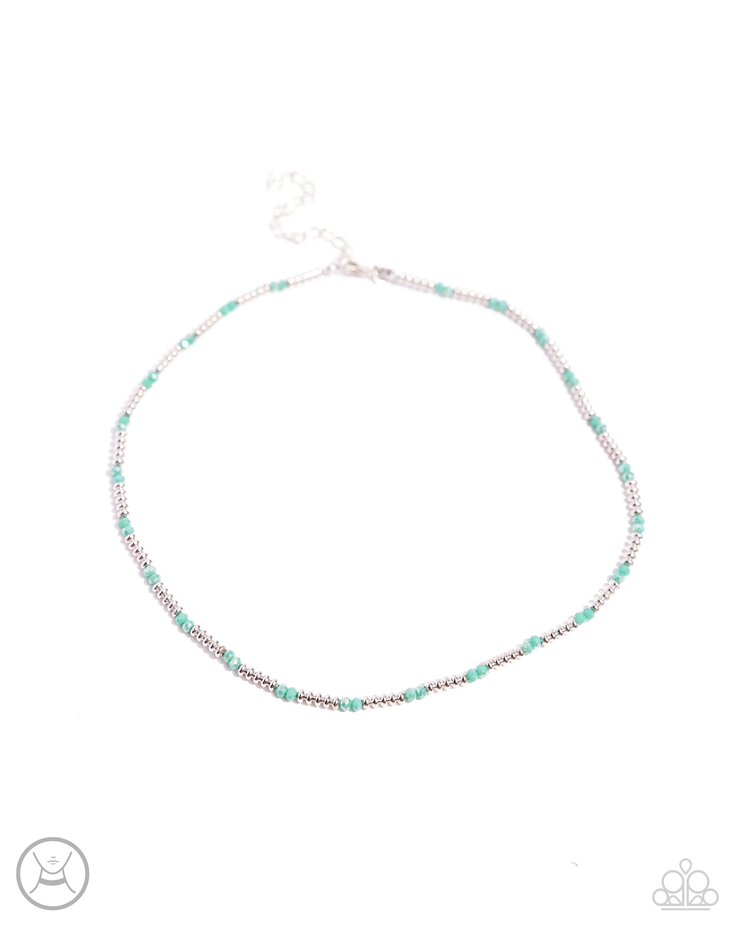 Bemused Basic - Green - Faceted Bead Paparazzi Choker Necklace