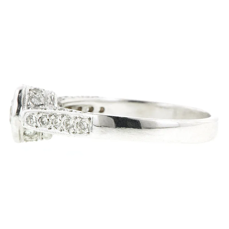 Bezel Set RBC .40ct Pave Set Engagement Ring