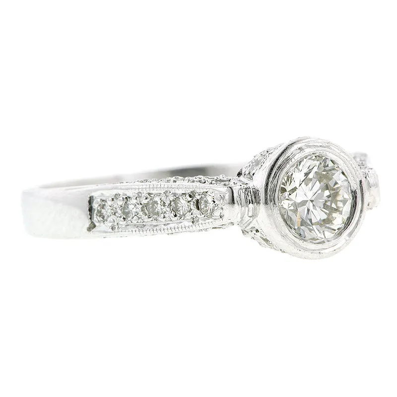 Bezel Set RBC .40ct Pave Set Engagement Ring