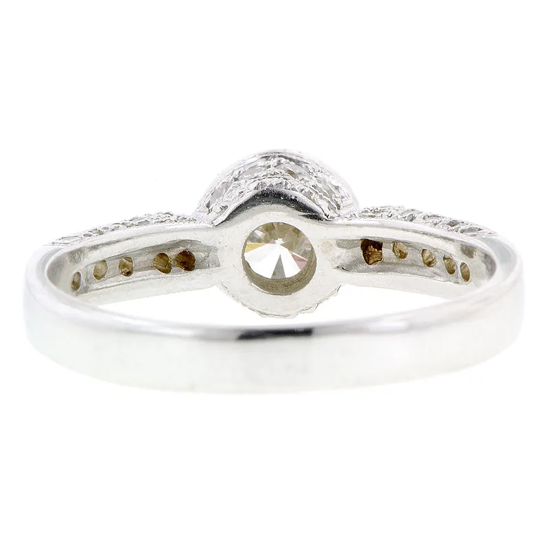 Bezel Set RBC .40ct Pave Set Engagement Ring