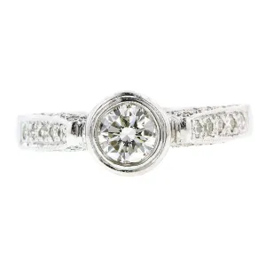 Bezel Set RBC .40ct Pave Set Engagement Ring