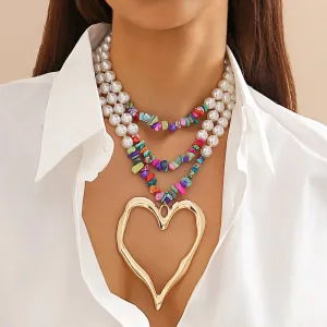 Big Heart Pendant Choker Necklace, Boho Jewelry Steampunk Jewelry, Unique Jewelry