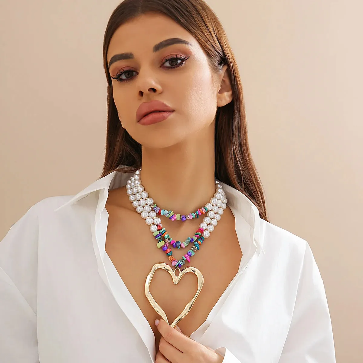 Big Heart Pendant Choker Necklace, Boho Jewelry Steampunk Jewelry, Unique Jewelry