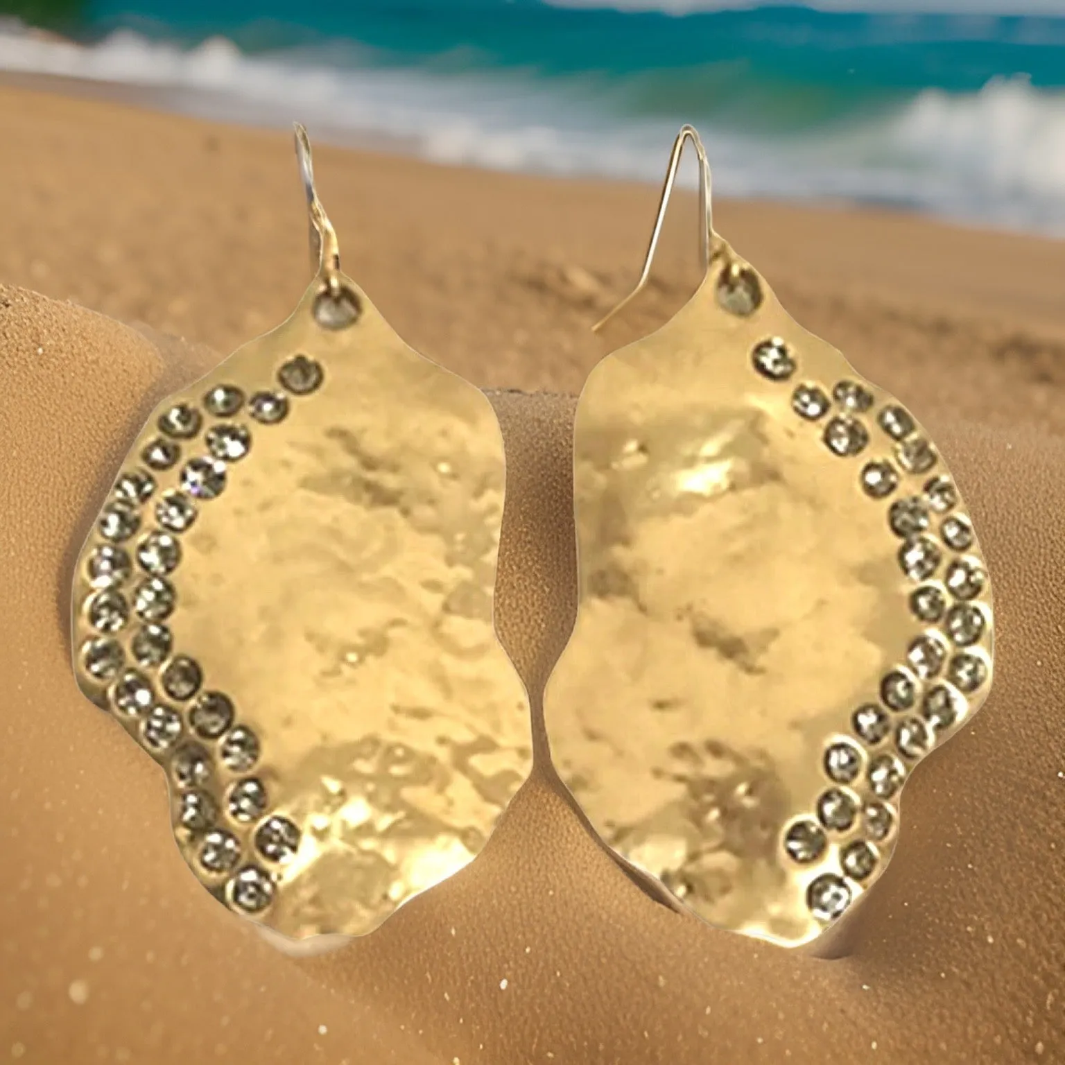 Birthstone Crystal Waning Gibbous Moon Earrings
